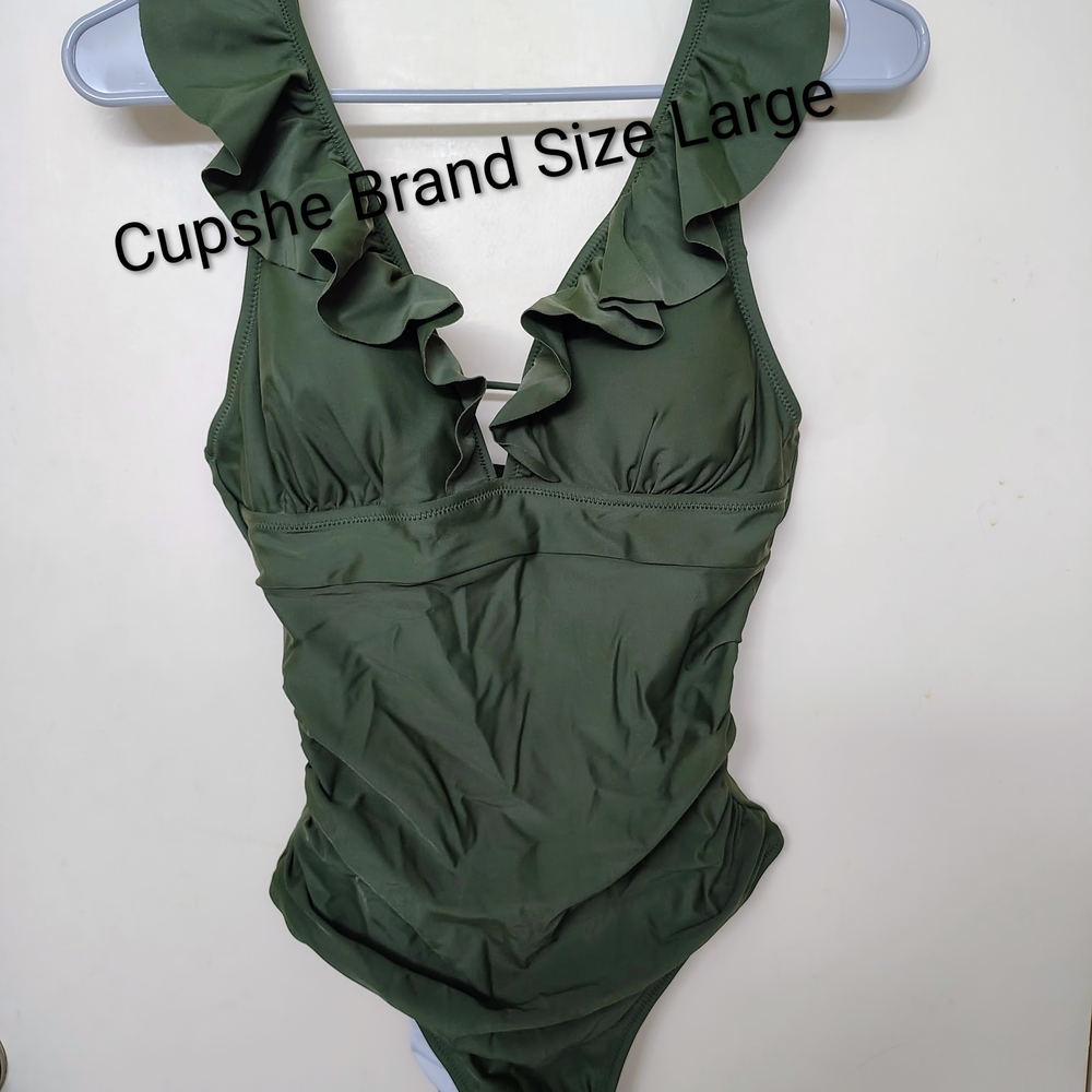 Green Ruffled One-Piece Swimsuit